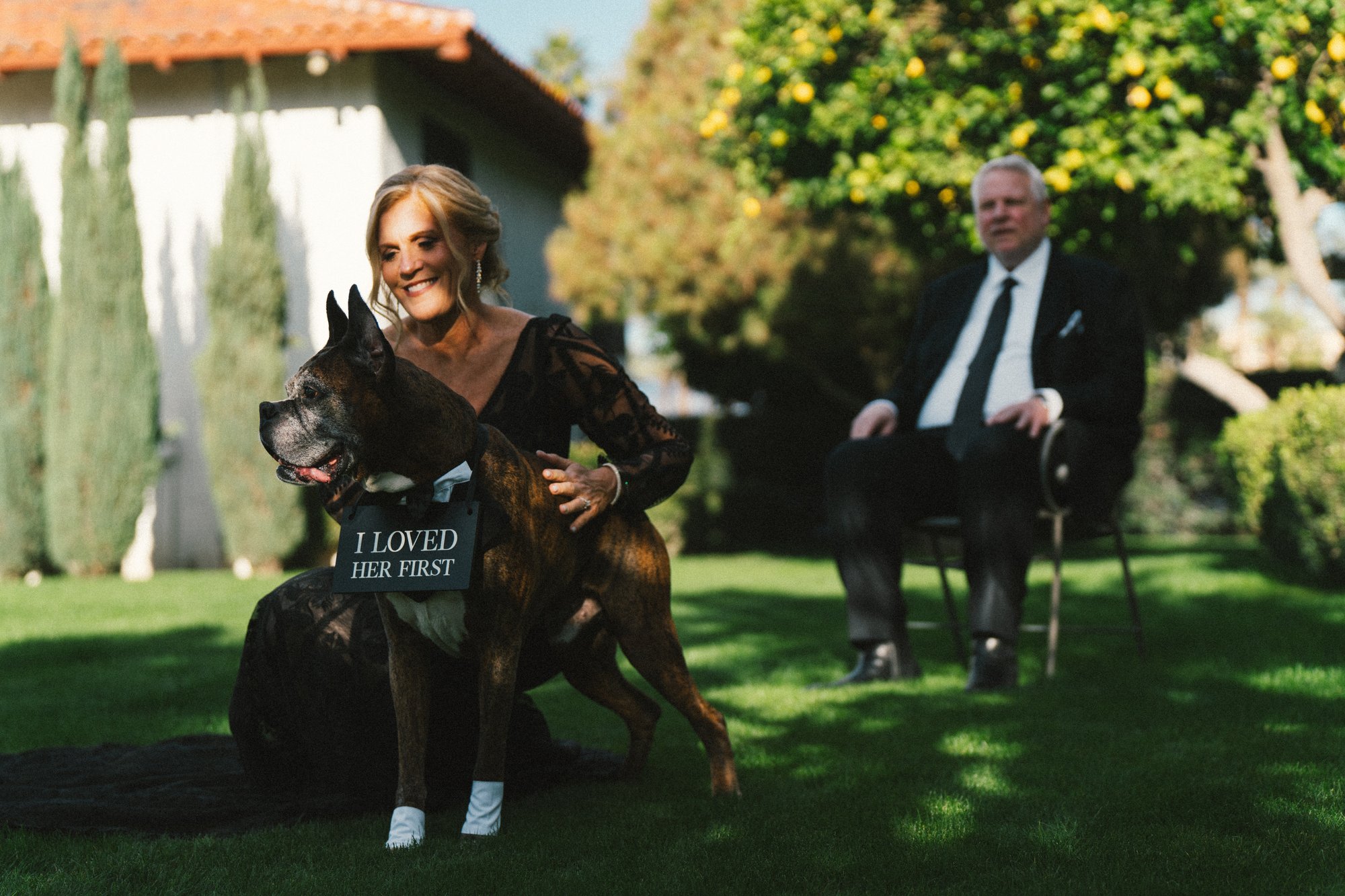 Dog at a Coachella Valley wedding — captured by Manuel & Alma